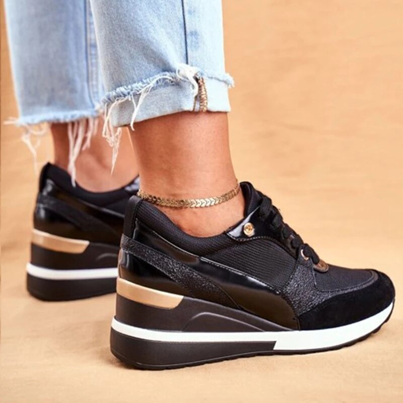OCW Women Orthopedic Shoes Comfortable Sneakers Lace-up Casual High Platforms