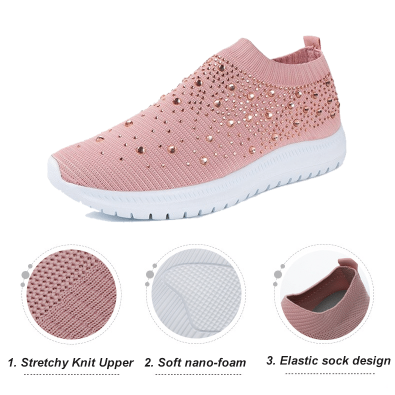 OCW Women Crystal Breathable Slip On Walking Summer Shoes OnCloudWalk