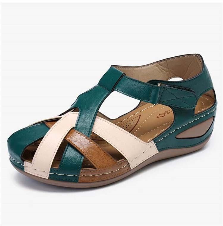 OCW Sandals For Women Retro Round Toe Roman Cut-Out Fashion OCWShoes