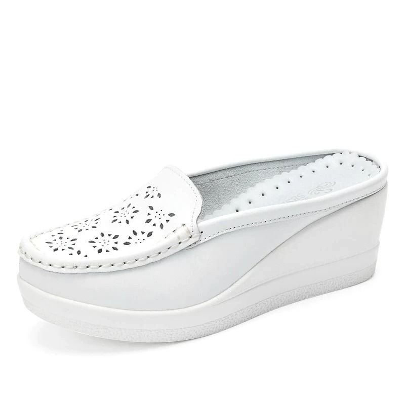 OCW Women's Summer Platform Shoes Closed-Toe Casual Hollow Half Slippers OCWShoes