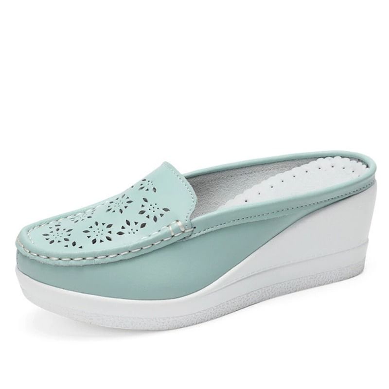 OCW Women's Summer Platform Shoes Closed-Toe Casual Hollow Half Slippers OCWShoes