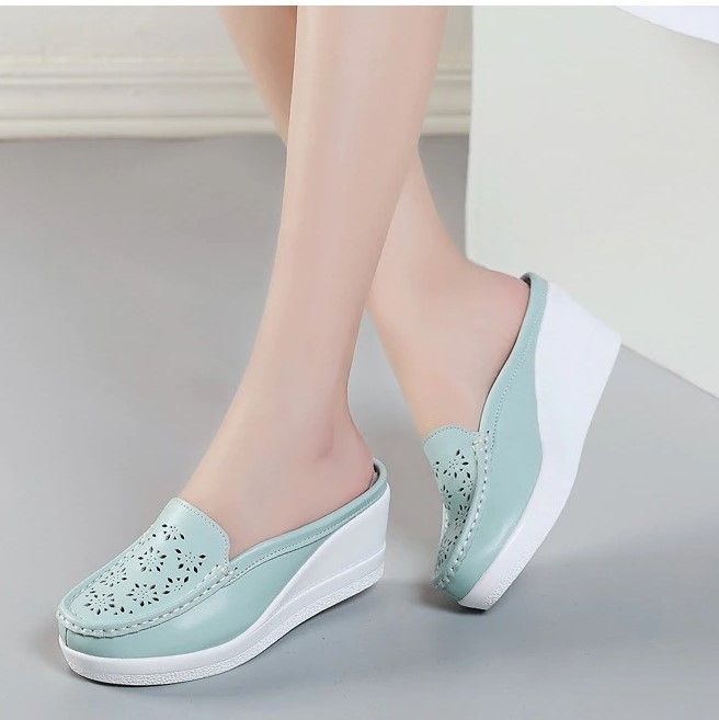 OCW Women's Summer Platform Shoes Closed-Toe Casual Hollow Half Slippers OCWShoes