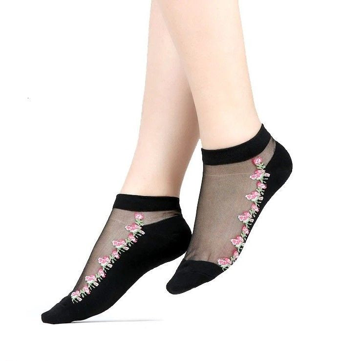 OCW Women Socks Soft Stretchable Comfortable Pure Silk Design (Set 10 Pairs) OCWShoes