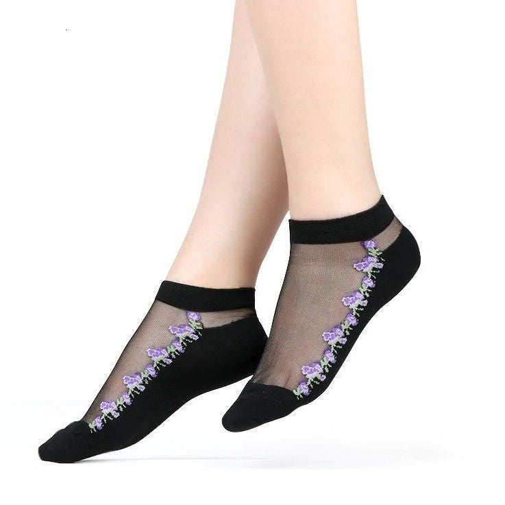 OCW Women Socks Soft Stretchable Comfortable Pure Silk Design (Set 10 Pairs) OCWShoes