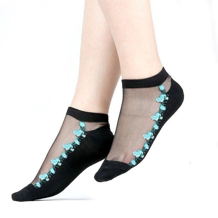 OCW Women Socks Soft Stretchable Comfortable Pure Silk Design (Set 10 Pairs) OCWShoes