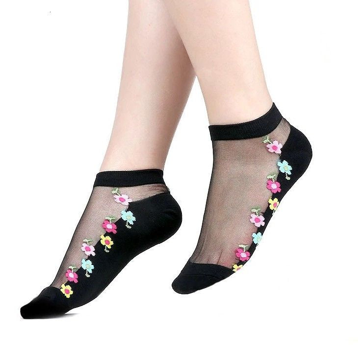 OCW Women Socks Soft Stretchable Comfortable Pure Silk Design (Set 10 Pairs) OCWShoes