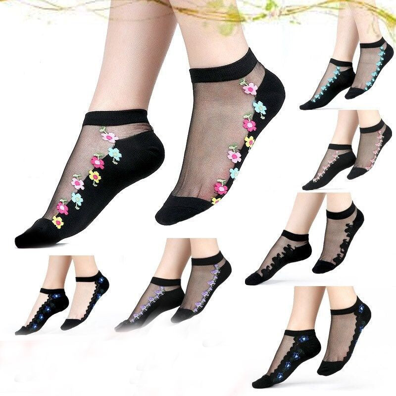 OCW Women Socks Soft Stretchable Comfortable Pure Silk Design (Set 10 Pairs) OCWShoes
