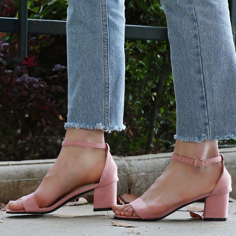 OCW Women Sandals Ankle Strap High Heels Summer Open Toe Chunky Design OCWShoes