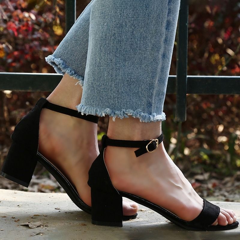 OCW Women Sandals Ankle Strap High Heels Summer Open Toe Chunky Design OCWShoes