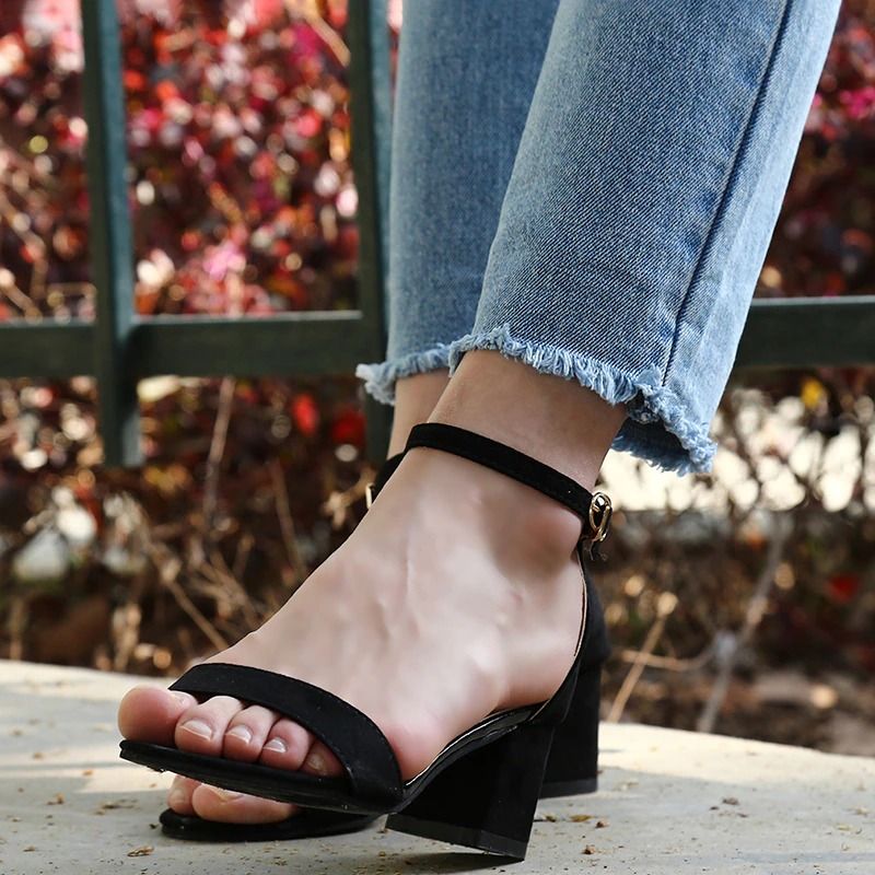 OCW Women Sandals Ankle Strap High Heels Summer Open Toe Chunky Design OCWShoes