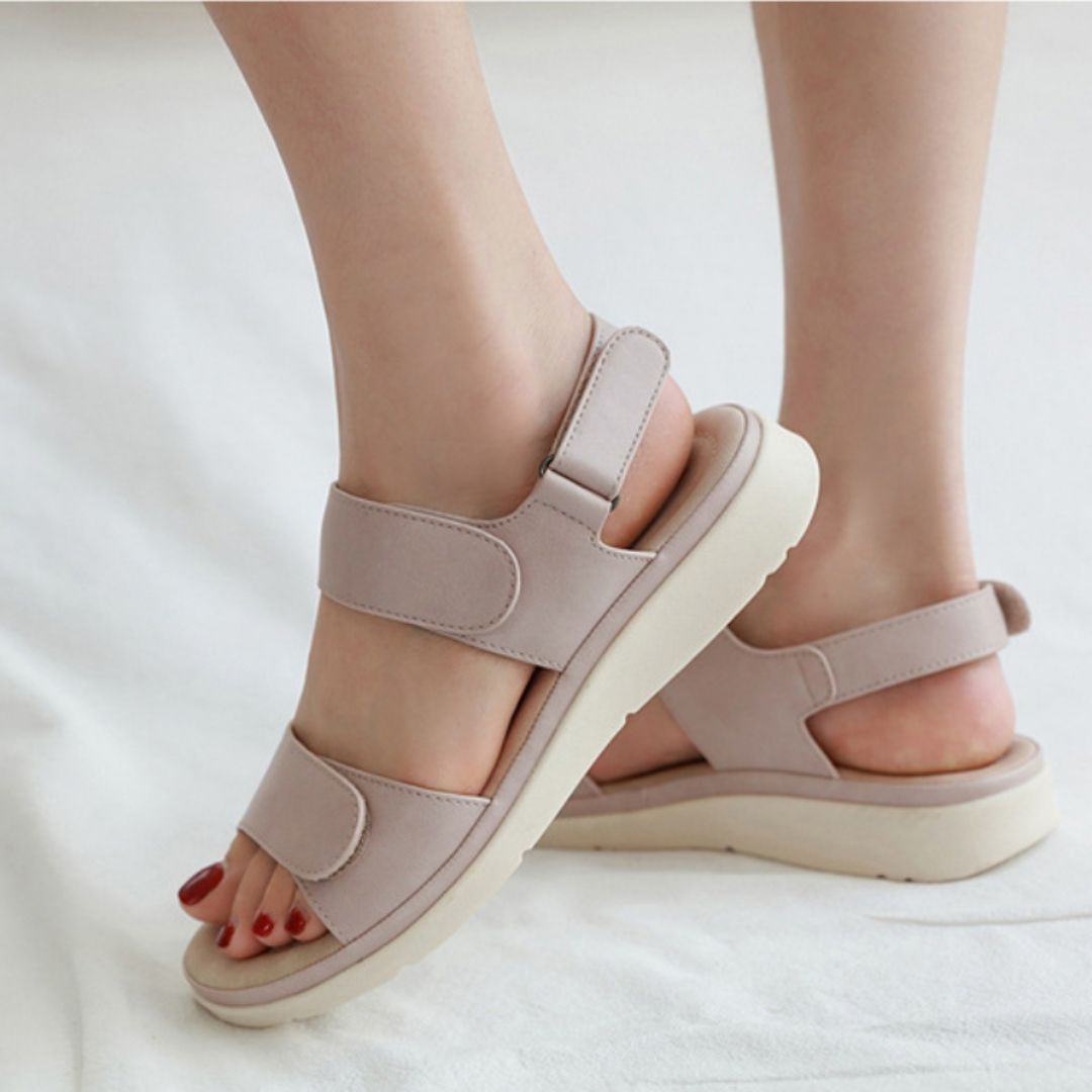 OCW Women Leather Made Casual Comfortable Sandals Buckle Strap Design