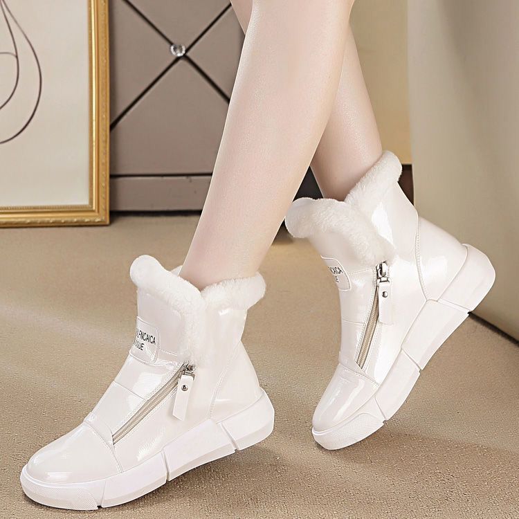 OCW Women New Ankle Leather Boots Round Toe Comfortable Winter Shoes