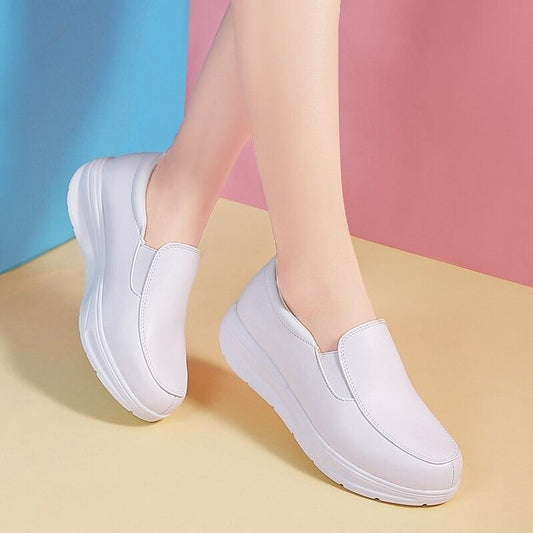 OCW Leather Orthopedic Slip-ons For Women Comfortable Nurse Shoes