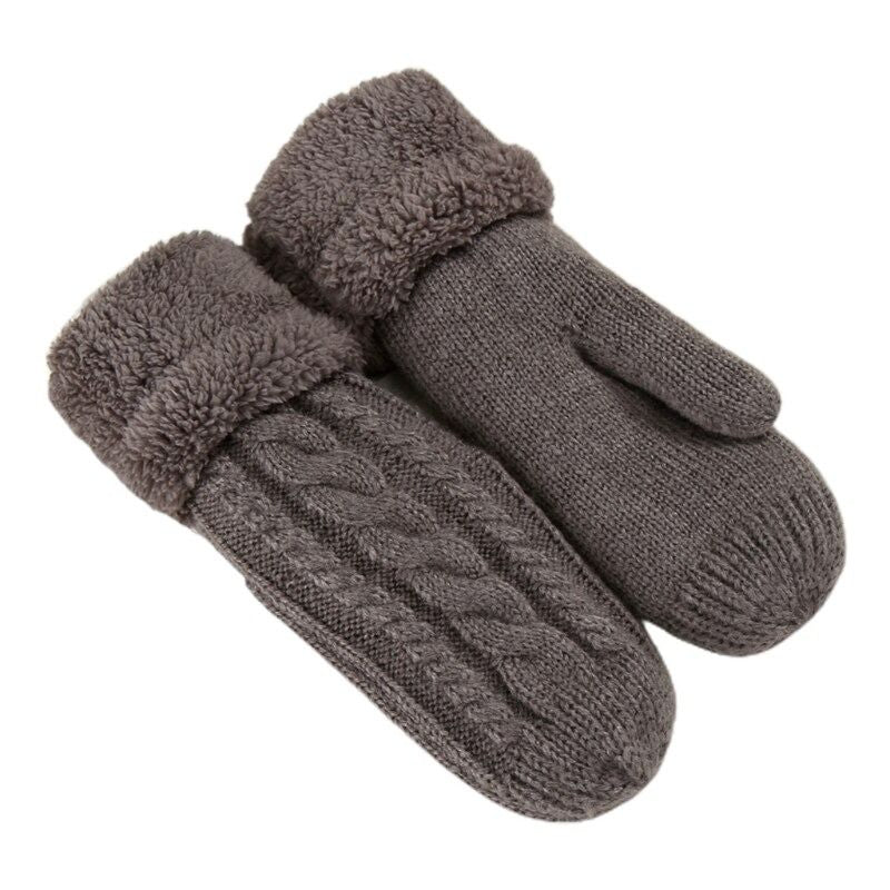 OCW Women Full Fingers Thermal Gloves Knit Twist Cashmere Warm Flowers Mittens Thick Fur Inside OCWShoes