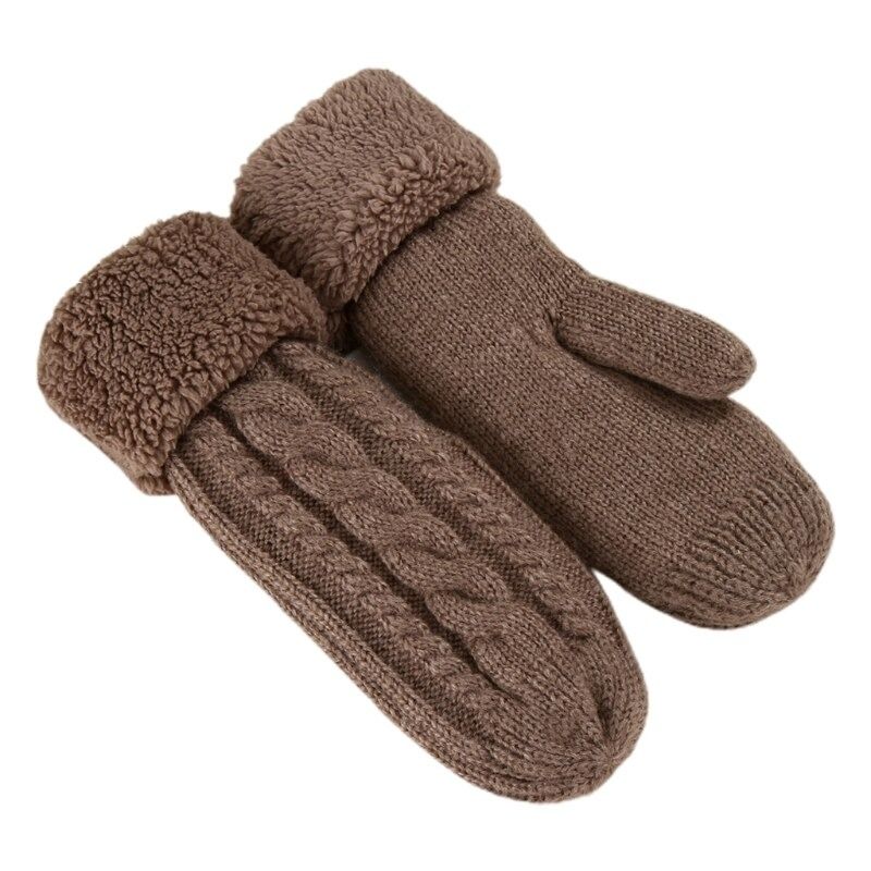 OCW Women Full Fingers Thermal Gloves Knit Twist Cashmere Warm Flowers Mittens Thick Fur Inside OCWShoes