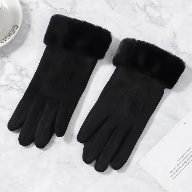 OCW Women Touchscreen Thick Warm Suede Elegant Winter Gloves OCWShoes