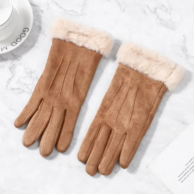 OCW Women Touchscreen Thick Warm Suede Elegant Winter Gloves OCWShoes