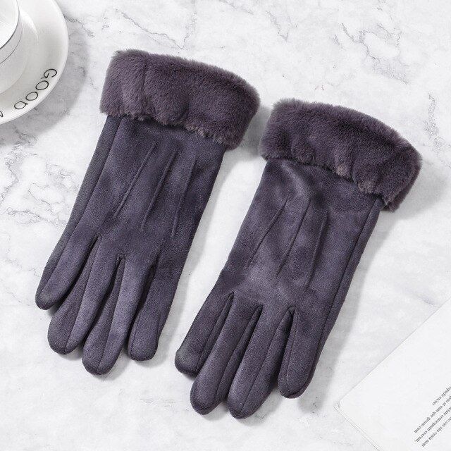 OCW Women Touchscreen Thick Warm Suede Elegant Winter Gloves OCWShoes