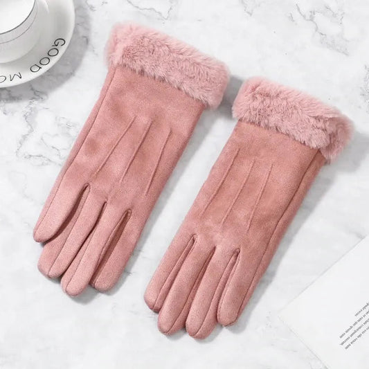 OCW Women Touchscreen Thick Warm Suede Elegant Winter Gloves OCWShoes