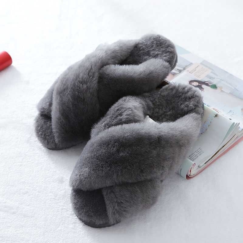 OCW House Slippers Women Soft Faux Fur Flat Keep Warm Winter Plus Plush Slides OCWShoes