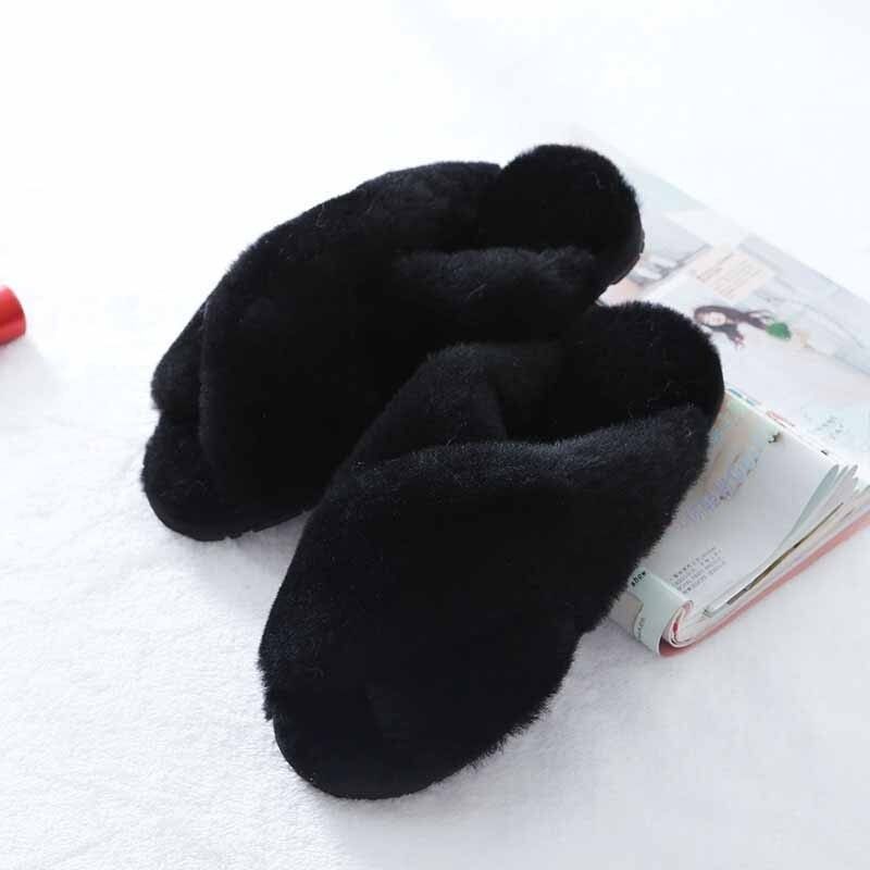 OCW House Slippers Women Soft Faux Fur Flat Keep Warm Winter Plus Plush Slides OCWShoes