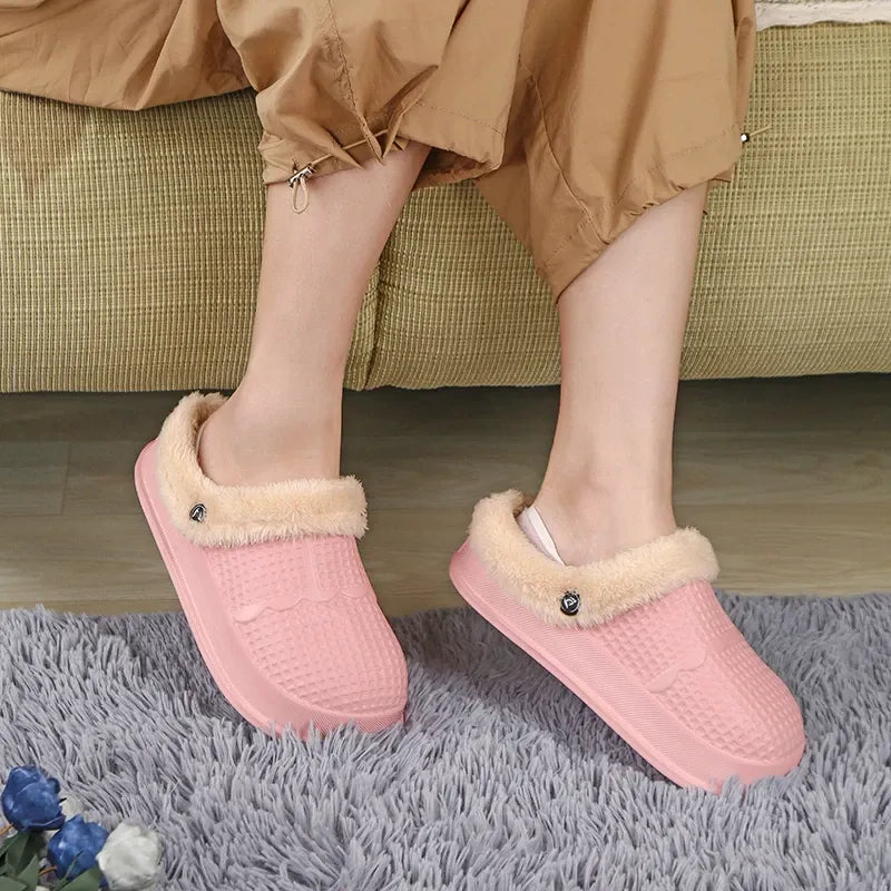 OCW Women Comfortable Lightweight Warm Fur Waterproof Home Winter Slippers OCWShoes