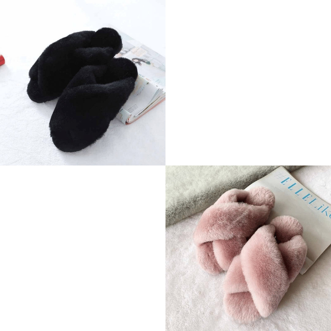 OCW House Slippers Women Soft Faux Fur Flat Keep Warm Winter Plus Plush Slides OCWShoes