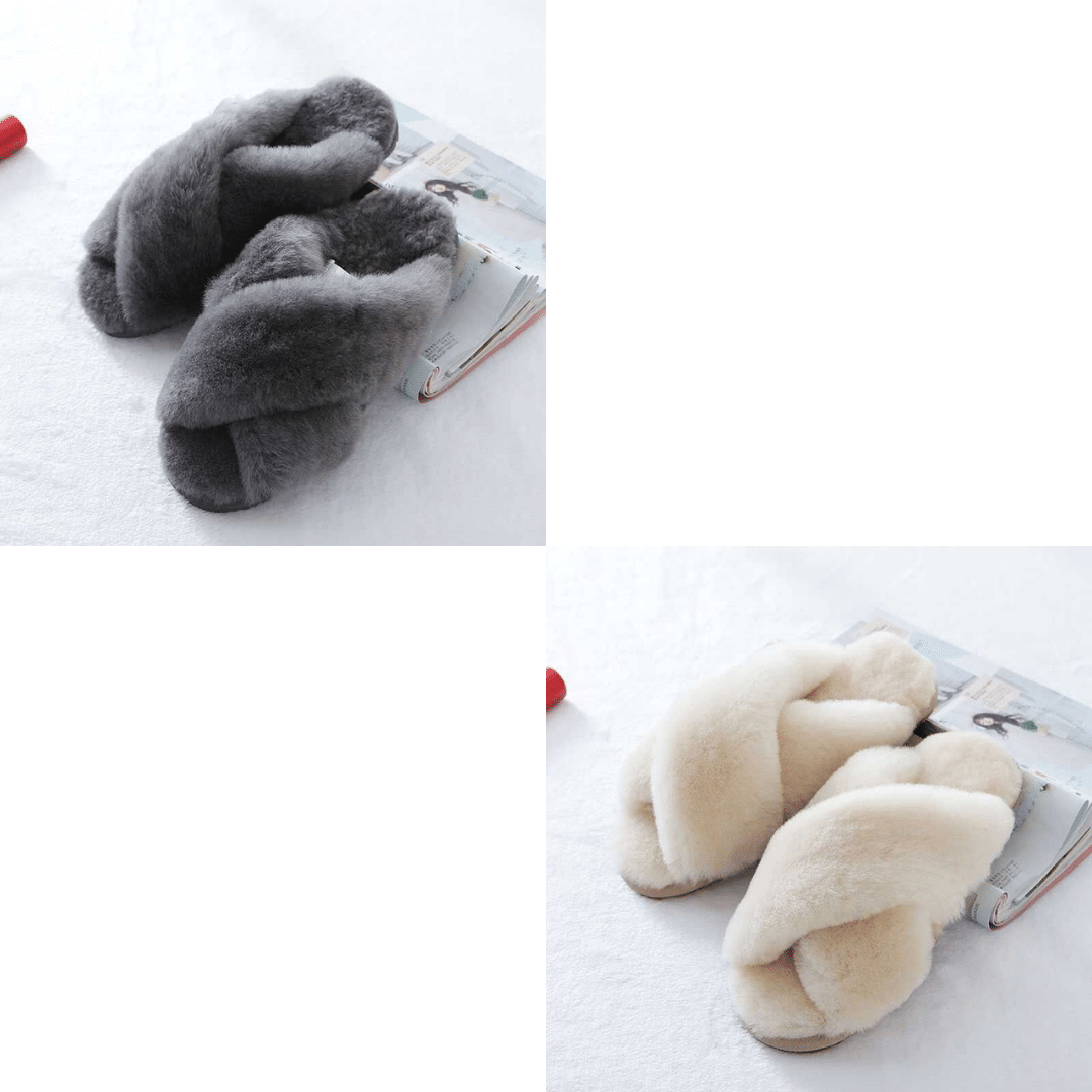OCW House Slippers Women Soft Faux Fur Flat Keep Warm Winter Plus Plush Slides OCWShoes