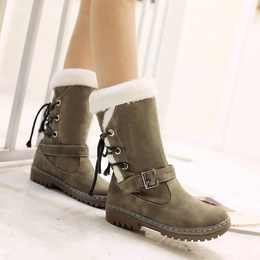 OCW Women Mid-Calf Comfortable Warm Fur Winter Boots OCWShoes