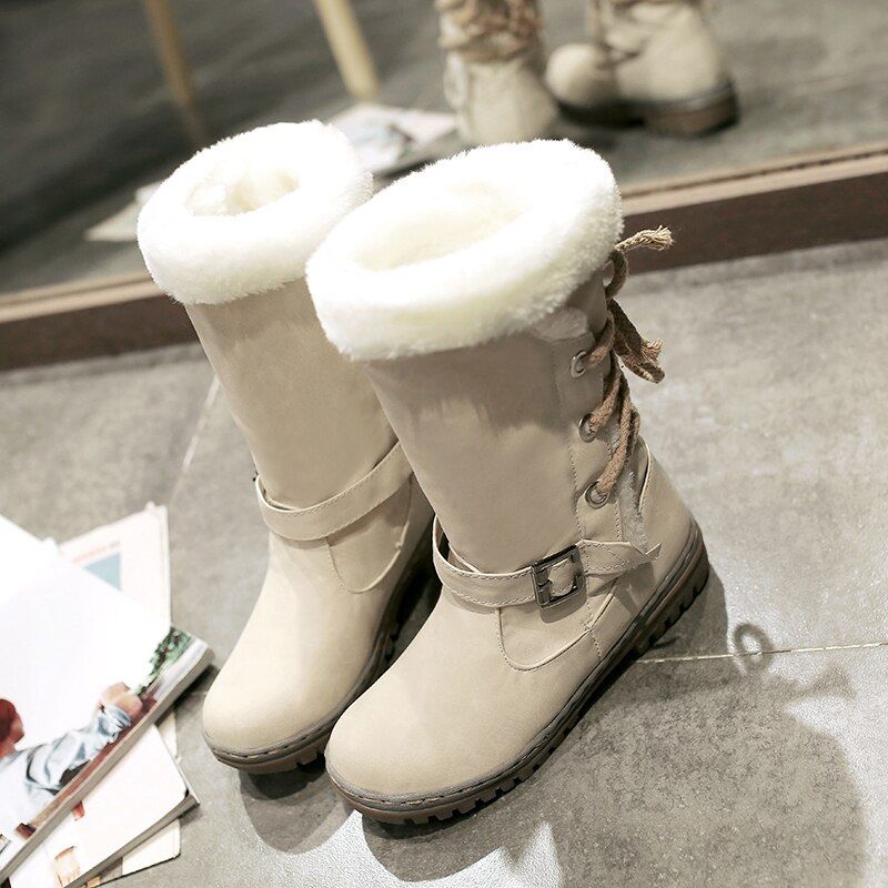 OCW Women Mid-Calf Comfortable Warm Fur Winter Boots OCWShoes