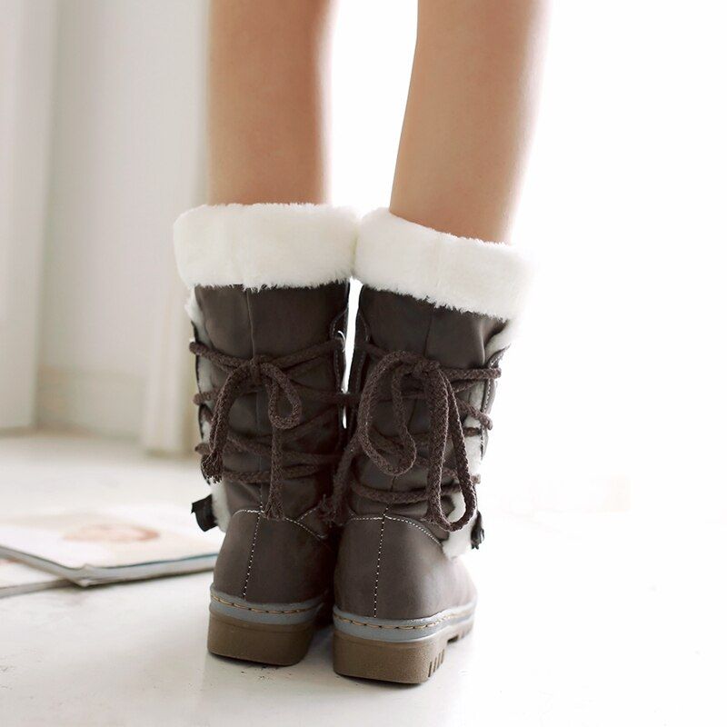 OCW Women Mid-Calf Comfortable Warm Fur Winter Boots OCWShoes