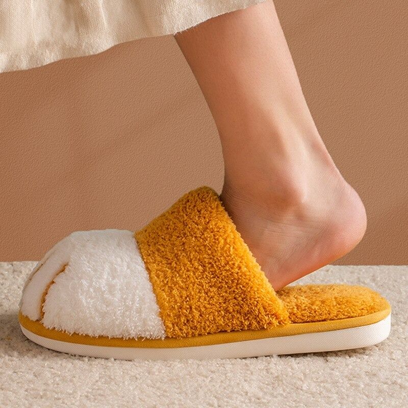 OCW Winter Indoor Slippers Cute Cat Paw Women Furry Plus Warm Soft Slides OCWShoes