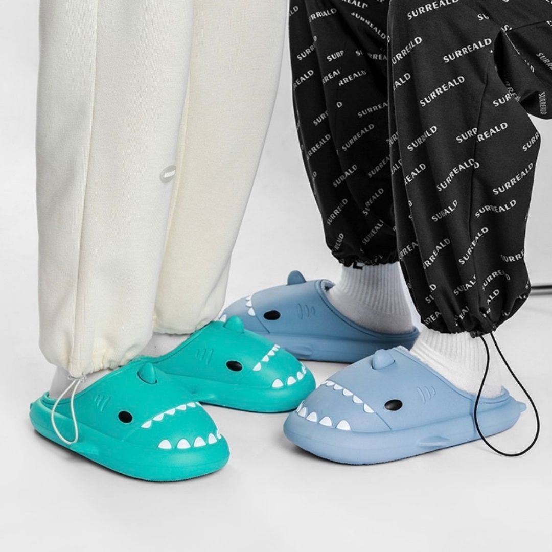 OCW Family Winter Comfortable Short Warm Fur Nonslip Waterproof Cute Shark Home Slippers Design OCWShoes