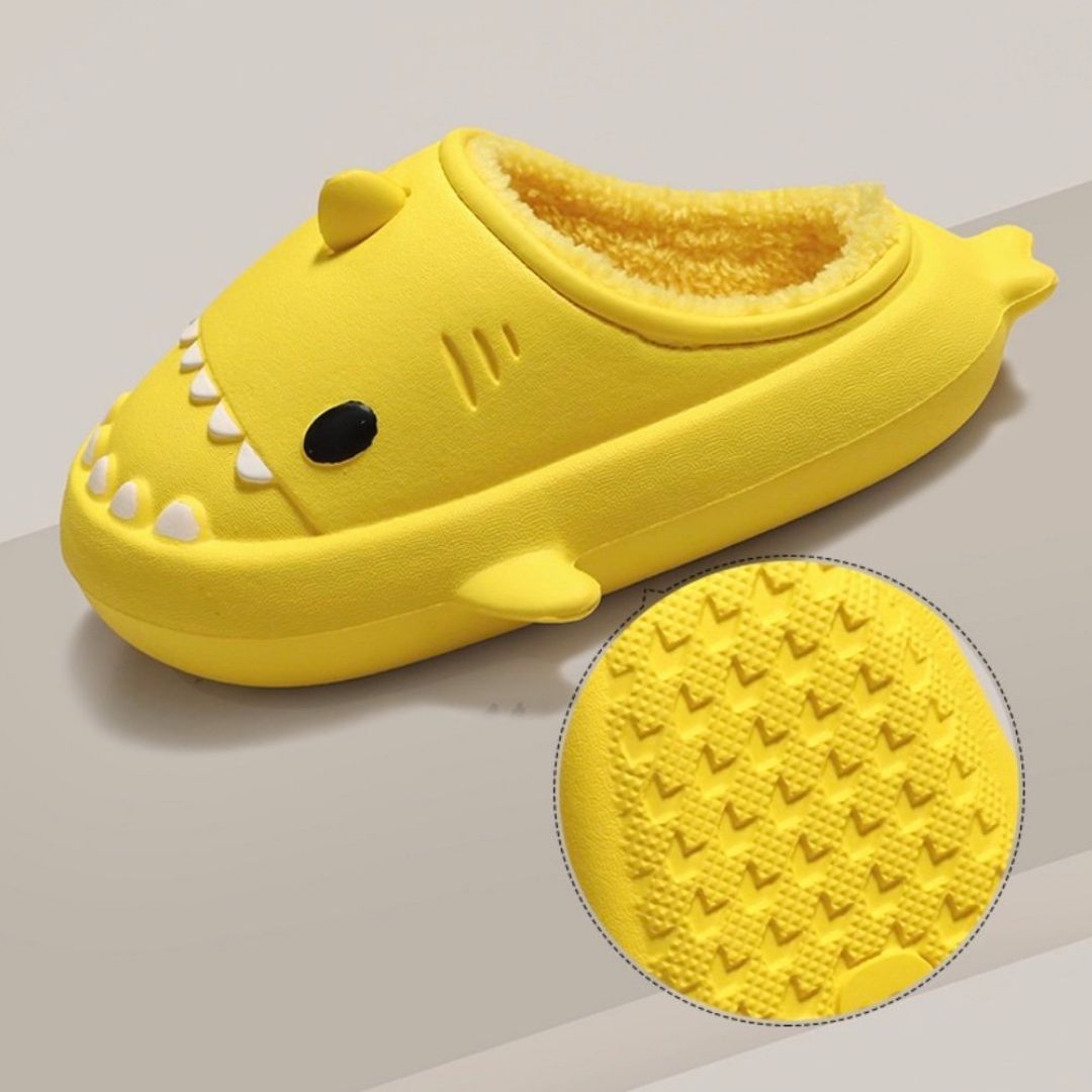 OCW Family Winter Comfortable Short Warm Fur Nonslip Waterproof Cute Shark Home Slippers Design OCWShoes
