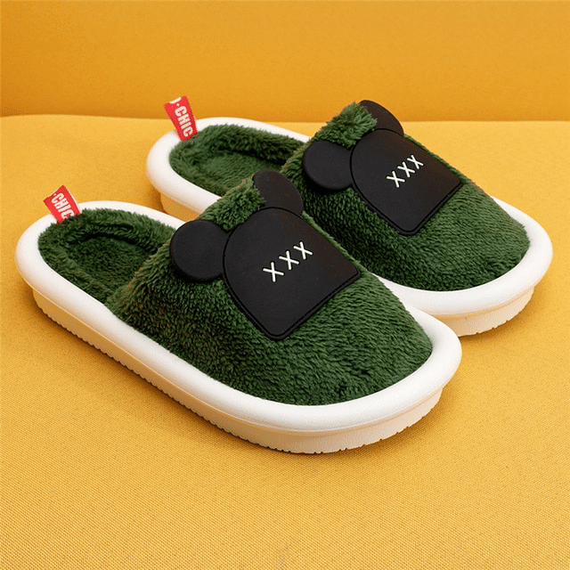OCW Women Winter Comfortable Warm Fluffy Fleece Cute Bear Indoor Slippers OCWShoes