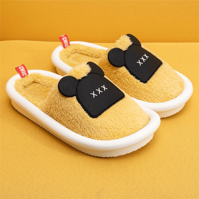 OCW Women Winter Comfortable Warm Fluffy Fleece Cute Bear Indoor Slippers OCWShoes