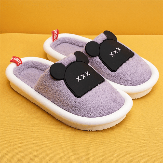 OCW Women Winter Comfortable Warm Fluffy Fleece Cute Bear Indoor Slippers OCWShoes