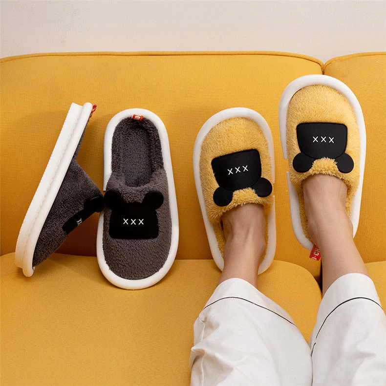 OCW Women Winter Comfortable Warm Fluffy Fleece Cute Bear Indoor Slippers OCWShoes