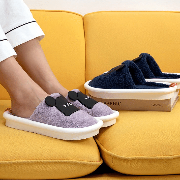 OCW Women Winter Comfortable Warm Fluffy Fleece Cute Bear Indoor Slippers OCWShoes
