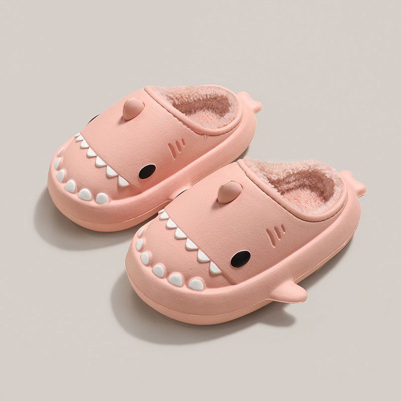 OCW Family Winter Comfortable Short Warm Fur Nonslip Waterproof Cute Shark Home Slippers Design OCWShoes