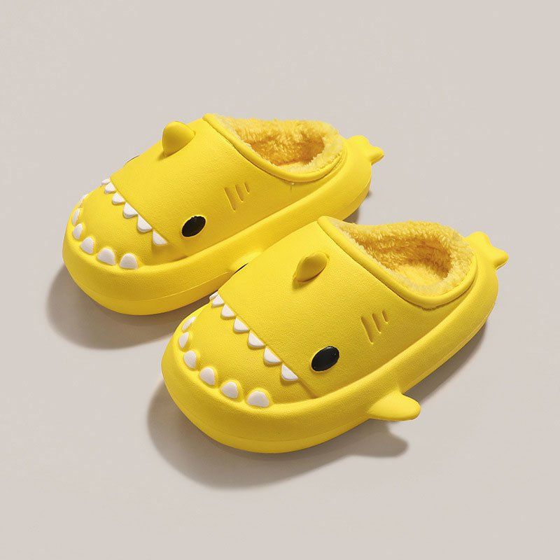 OCW Family Winter Comfortable Short Warm Fur Nonslip Waterproof Cute Shark Home Slippers Design OCWShoes