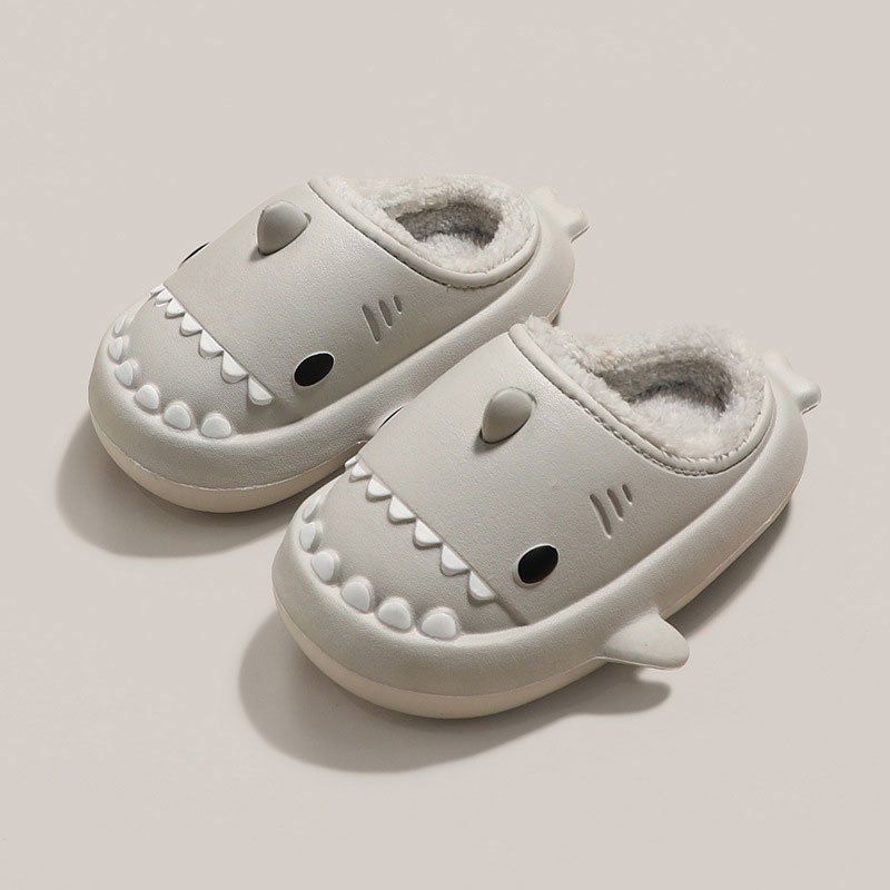 OCW Family Winter Comfortable Short Warm Fur Nonslip Waterproof Cute Shark Home Slippers Design OCWShoes
