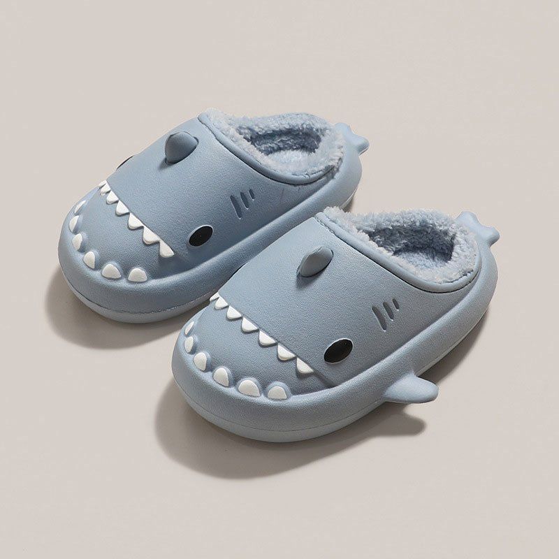 OCW Family Winter Comfortable Short Warm Fur Nonslip Waterproof Cute Shark Home Slippers Design OCWShoes