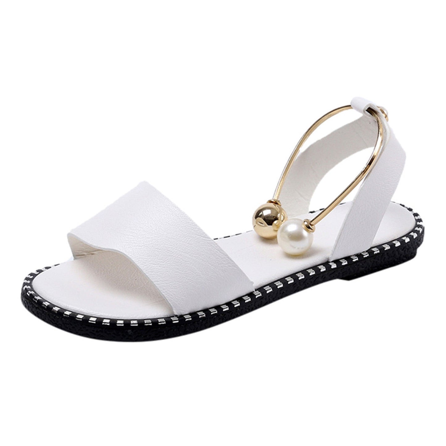 OCW Summer Premium Comfortable Pearl Buckle Women Leather Sandals OCWShoes