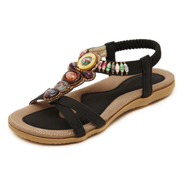 OCW Bohemian Sandals For Women Elastic Straps Massaging Insole Colorful Summer OCWShoes