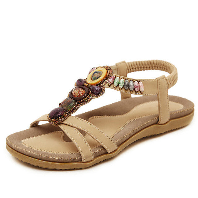 OCW Bohemian Sandals For Women Elastic Straps Massaging Insole Colorful Summer OCWShoes