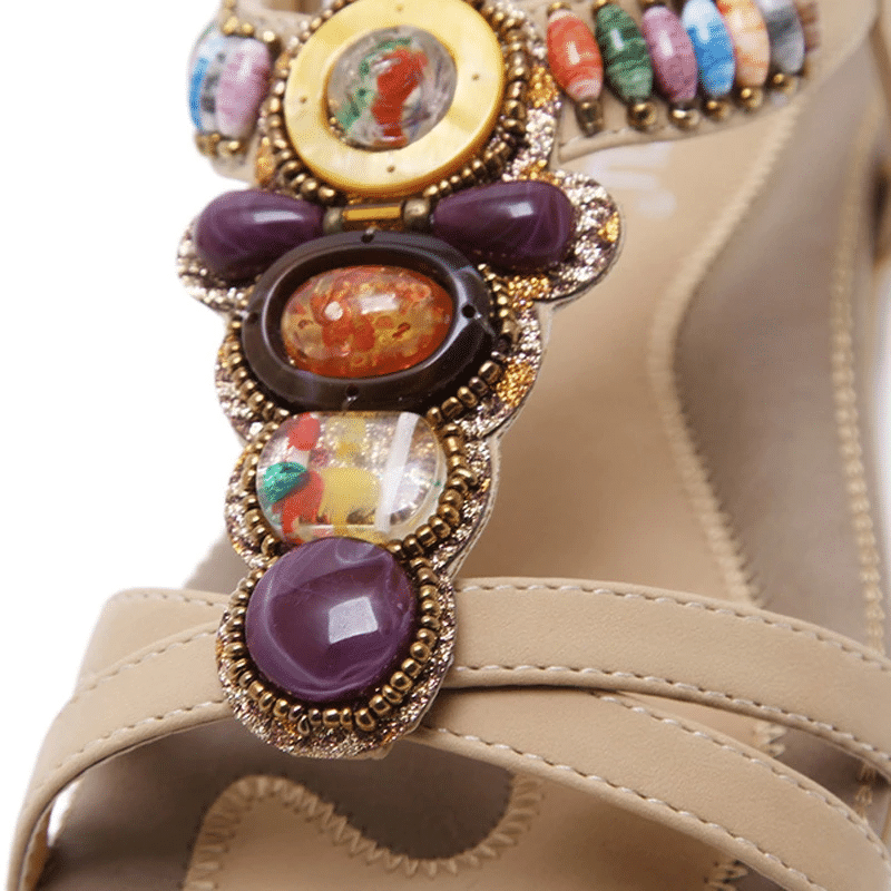 OCW Bohemian Sandals For Women Elastic Straps Massaging Insole Colorful Summer OCWShoes