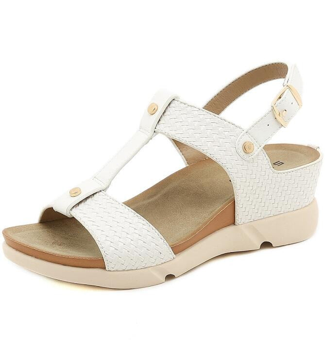 OCW Women Casual Vacation Comfy Design T-Strap Wedges Buckle Non-slip Sandals OCWShoes