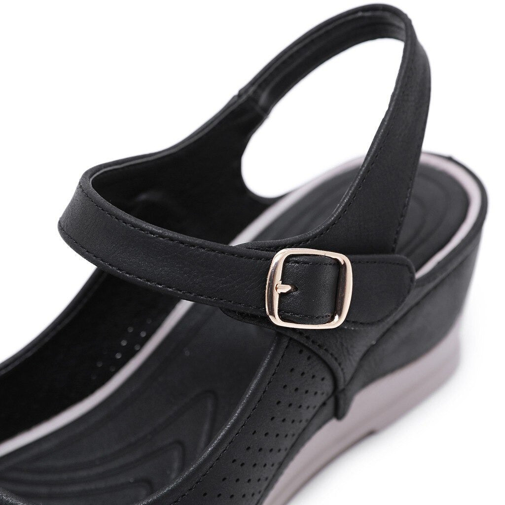 OCW Women Casual Open Peep Toe Sandals Breathable Hollow Hook Loop Wedge Comfortable OCWShoes