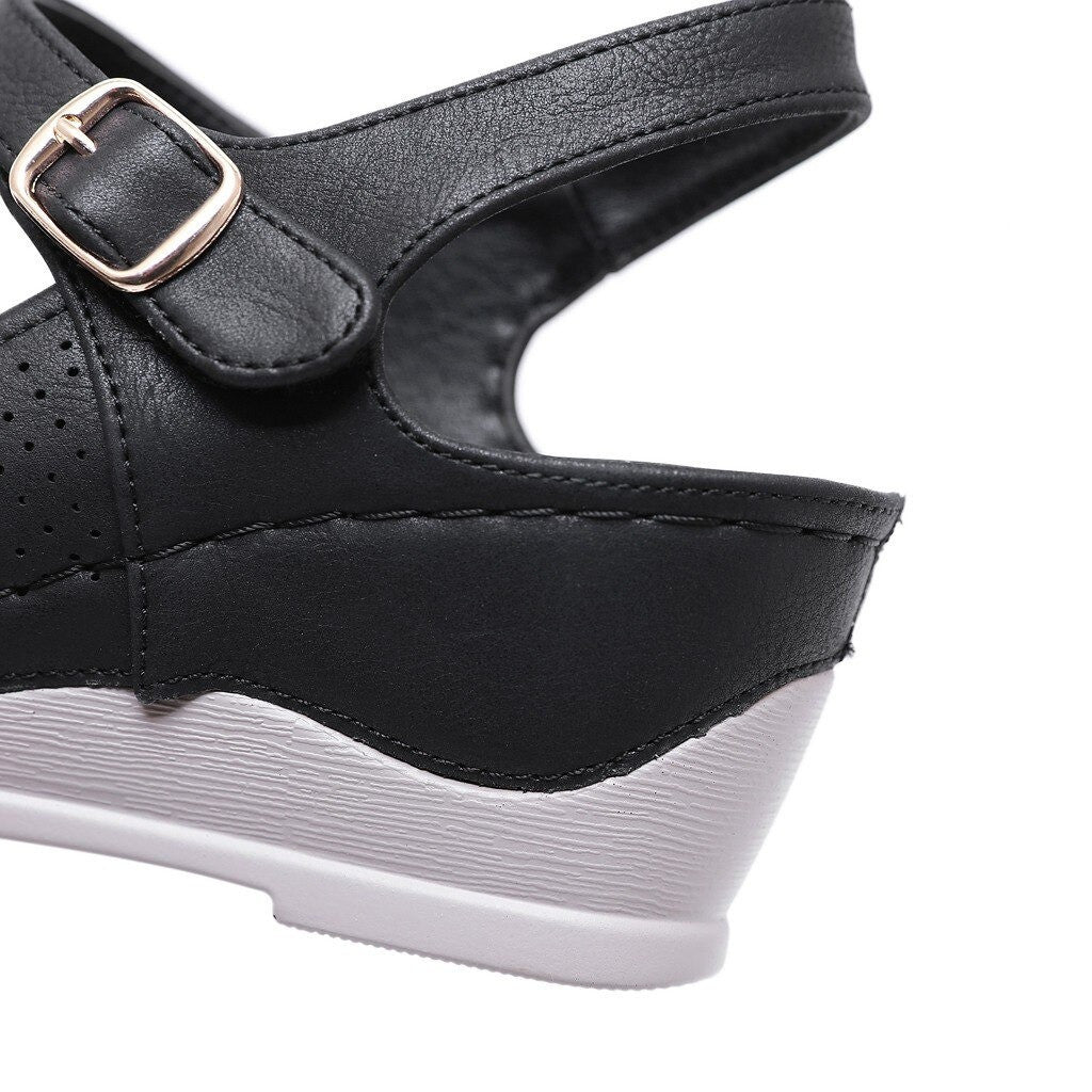 OCW Women Casual Open Peep Toe Sandals Breathable Hollow Hook Loop Wedge Comfortable OCWShoes